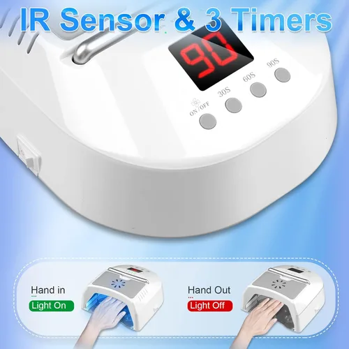 Vista 3 de IMENE - Lámpara de uñas profesional LED UV, inalámbrica, 72 W, luces UV para uñas de gel con ventilador, secadora de uñas recargable con mango