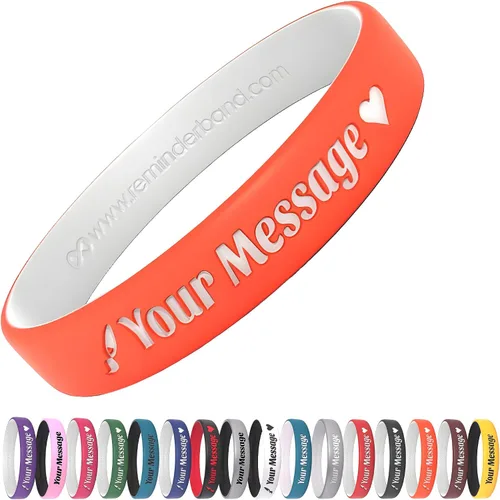 Vista 17 de Reminderband - Pulseras lujosas de silicona y goma para motivación, eventos, regalos, apoyo, recaudación de fondos y concientización, para hombres