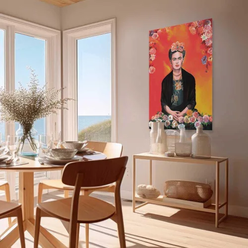Vista 5 de New York Art Publishing Frida Kahlo Póster (pintura) impreso en papel, 24x36 pulgadas, meditación con flores, envío desde los Estados Unidos