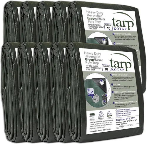 Vista 63 de Kotap TGS-0608 - Lona de polietileno reversible de 8 mil con protección UV, 6 pies X 8 pies, verde-plata