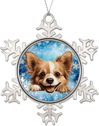 Vista 3 de Juguete ruso de Navidad Adorno de copo de nieve Juguete ruso Lindo Divertido Peeking Perro Cachorro Decoración de Navidad Adornos de Copo de Nieve
