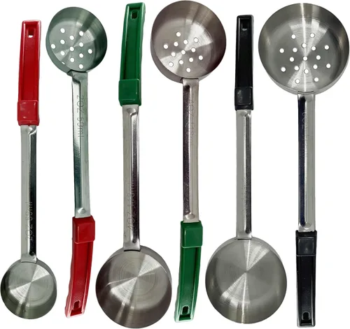 Vista 8 de Cucharas de servicio con control de porciones de acero inoxidable Paquetes combinados (1oz, 2oz, 3oz sólido)