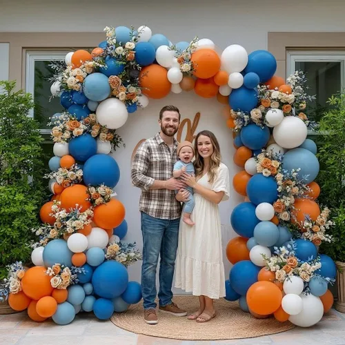 Vista 2 de Arco de globos de color azul polvoriento, kit de guirnalda de globos de látex para baby shower, cumpleaños, despedida de soltera, boda, graduación
