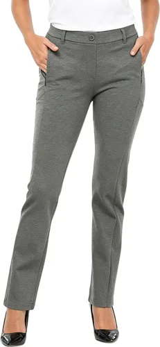 Vista 13 de HDE Pantalones de vestir de yoga para mujer de pierna recta tipo pull-on con 8 bolsillos Negro
