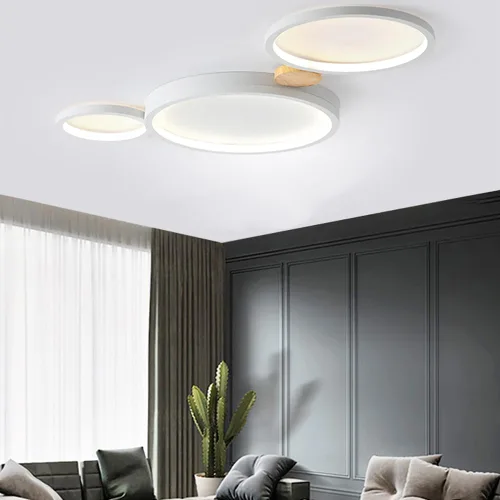 Vista 7 de Lámpara de techo LED de 3 luces, 22 pulgadas, moderna lámpara de techo empotrada de madera de 20 W regulable para sala de estar, dormitorio, cocina