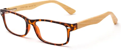 Vista 4 de Newbee Fashion Lentes transparentes Marco Rectángulo Marco Sin Prescripción Falso Gafas Paquete de 2 bambú negro y marrón