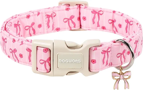 Vista 56 de DOGWONG Collar de Algodón para Perro, Collar para Perro de Cuadros Azules Resistente, Collar Suave y Duradero para Perro Macho, Lindo Collar de A