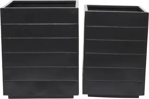 Vista 10 de Deco 79 Maceta de metal para interiores y exteriores, maceta rectangular grande, juego de 2 macetas de 28 pulgadas, 24 pulgadas de alto, color blanco