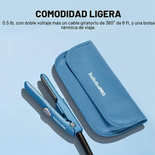Vista 6 de BaBylissPRO Nano Titanium Mini Flat Iron Hair Straightener, 0.5" Hair Straightener Iron for Touch Ups & All Hair Types, Perfect for Travel