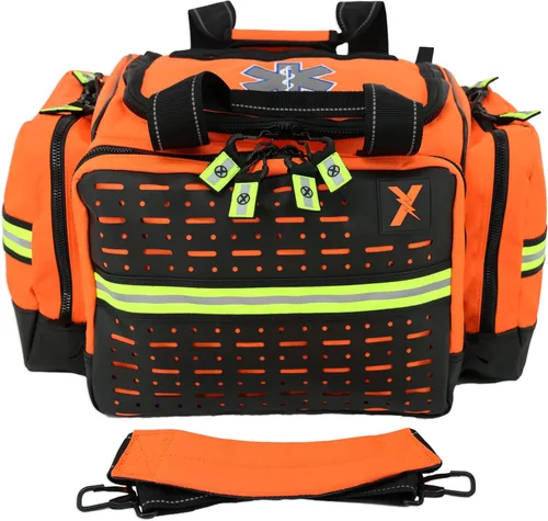 Vista 3 de Lightning X Bolsa modular grande para EMT de primeros auxilios de trauma para médicos de emergencia intermediarios Naranja fluorescente