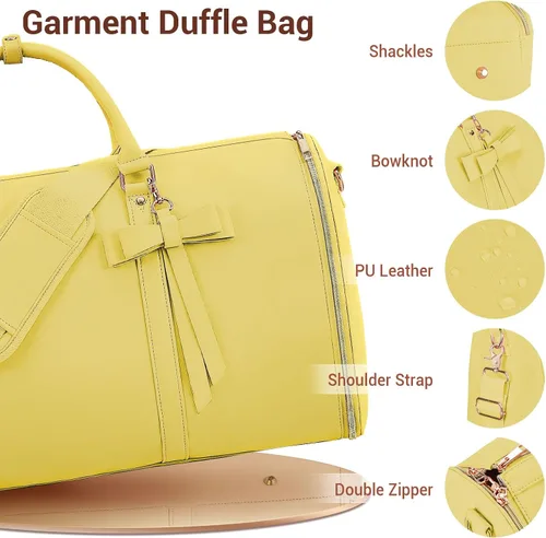 Vista 2 de Bolsas de ropa para viajes para mujer, Amarillo, Bolsa de ropa con compartimento para artículos de tocador