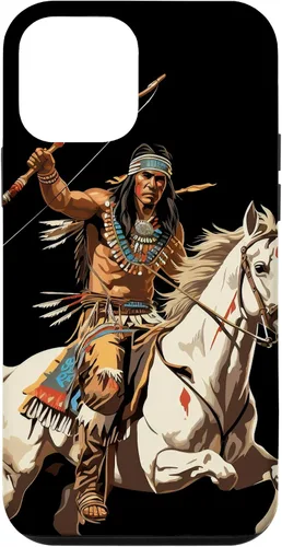 Vista 16 de Funda para iPhone 16 nativo americano jefe indio caballero guerrero Cherokee