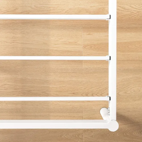 Vista 7 de Mellow BREE - Cama de plataforma de metal con cabecera curvada y tapizada, listones de acero, fácil montaje, gris cielo, tamaño matrimonial