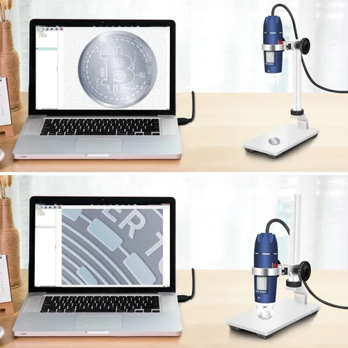 Vista 4 de Jiusion 40-1000X - Cámara de microscopio digital USB, 8 unidades LED con adaptador de soporte profesional, compatible con Mac Windows XP 7 8 10 11