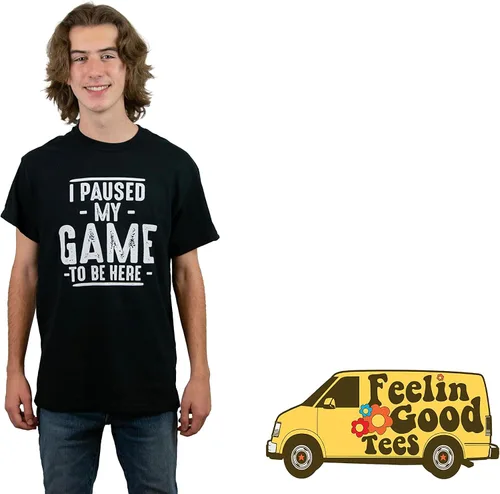 Vista 3 de Camiseta divertida sarcástica y original con texto estampado en inglés I Paused My Game to Be Here