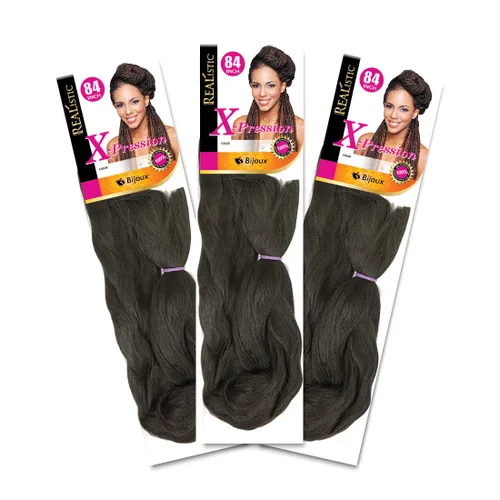 Vista 11 de Realistic Trenza original X-Pression 84 pulgadas 100% Kanekalon (paquete de 3, 1) M-61XPRES84