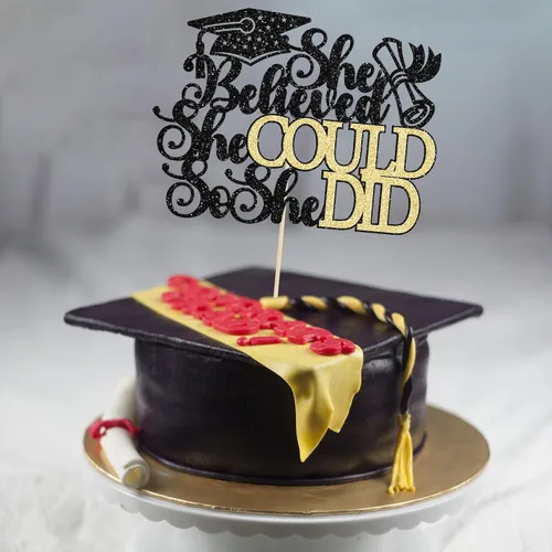 Vista 5 de 1 pieza de decoración para tartas con tapa de graduación con purpurina para la clase de 2026, decoración de pastel de graduación para graduación