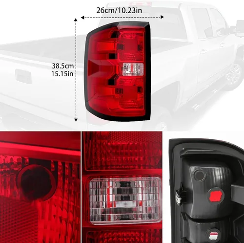 Vista 5 de Conjunto de luz trasera compatible con Chevy Silverado 1500 2500HD 3500HD 2014-2018, GMC Sierra 3500HD lado izquierdo