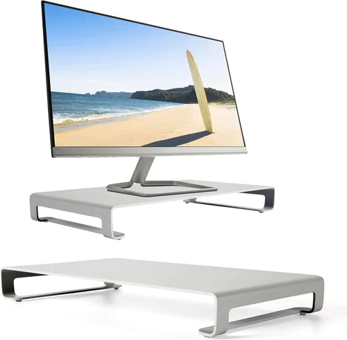 Vista 8 de M&T Displays Soporte universal para monitor de 31 libras, capacidad de transporte segura, organizador de estante de metal de aluminio para Negro