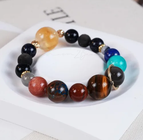 Vista 32 de Precious Gemstone Natural Crystal Healing Bracelet, Rutilated Quartz, Moonstone, Quartz Handmade Original Design Bracelet