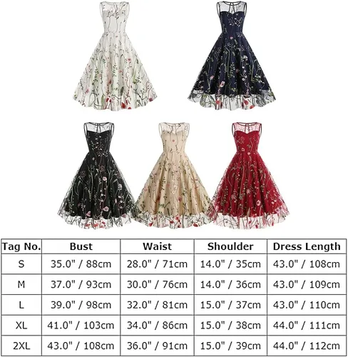 Vista 7 de Vestido de noche de tul con bordado floral para mujer, diseño de ilusión de malla transparente, vintage, cóctel, vestido de fiesta de boda, fiesta
