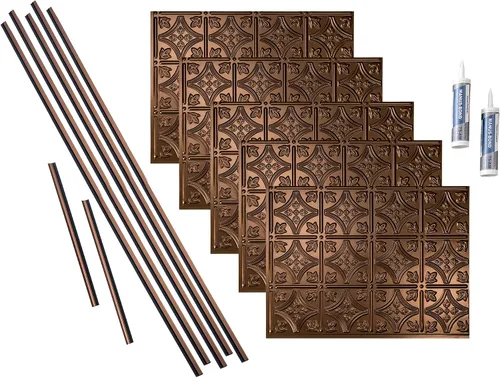 Vista 12 de FASÄDE Kit de protector contra salpicaduras decorativo de vinilo estilo tradicional/patrón 1 de 15 pies cuadrados en bronce antiguo