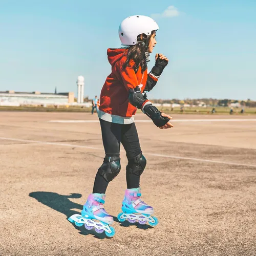 Vista 6 de Patines en línea ajustables para niños, niñas y adultos, patines con todas las ruedas que se iluminan para exteriores, para principiantes, jóvenes