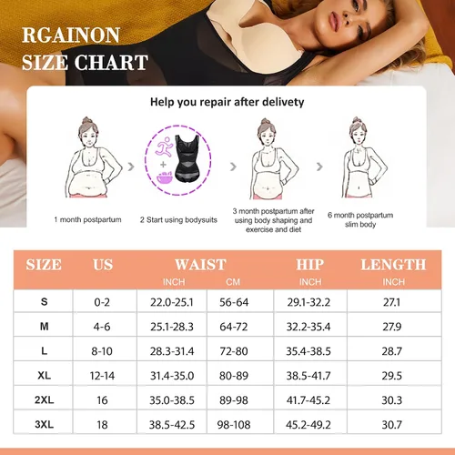 Vista 6 de RGAINON Body de entrenamiento de cintura para mujer, con control de abdomen, adelgazante, Fajas Colombianas, moldeador de cuerpo, busto abierto