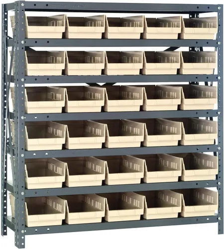 Vista 14 de Quantum QSBU-245BK Heavy Duty Shelving Unit with (7) Shelves and (24) QUS245 Black Bins for Garage Warehouse Storage Distribution 400 lb Load