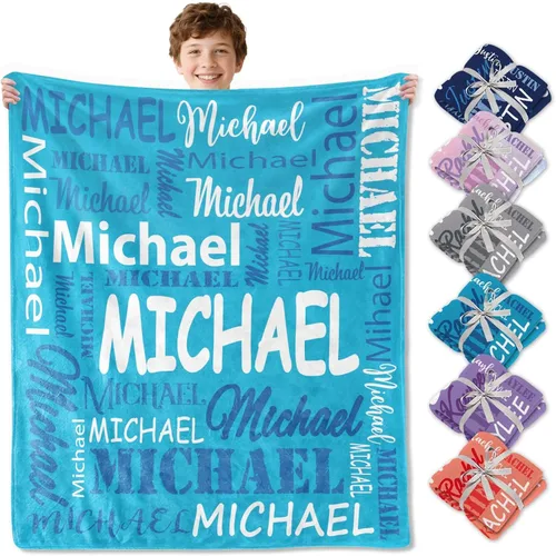 Vista 14 de Corissy envía al día siguiente, mantas personalizadas y cobijas personalizadas con nombre, manta de franela personalizada para niños, regalos