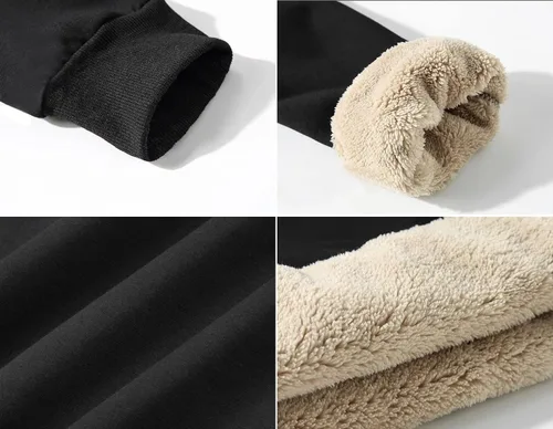 Vista 4 de MAGCOMSEN Sudaderas con forro de sherpa para hombre, sudadera básica de invierno con cuello redondo