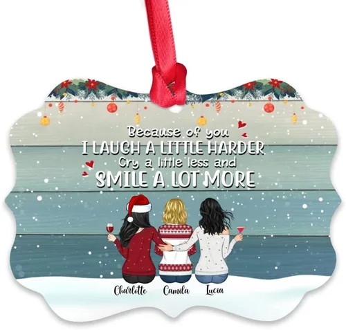 Vista 15 de Gossby Adorno personalizado para mejor amiga, regalo de Navidad personalizado con diseño, nombre, regalo de Navidad para mujeres, hermana del alma