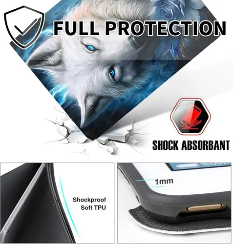 Vista 154 de Funda para tablet Fire 7 (12ª generación, versión 2022), delgada, a prueba de golpes, delgada, de piel sintética, con función de apagado/encendido
