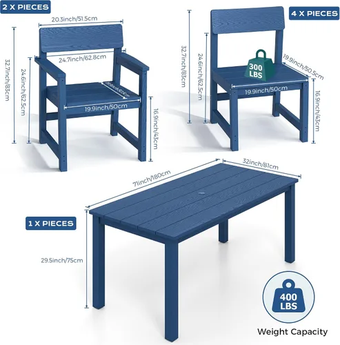 Vista 7 de Jocoevol Juego de comedor de patio HIPS de 5 piezas para 4 mesas y sillas al aire libre