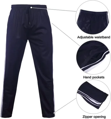 Vista 4 de Conjunto deportivo de 2 piezas para hombre, casual para hombres altos y grandes, conjunto de traje deportivo a rayas laterales
