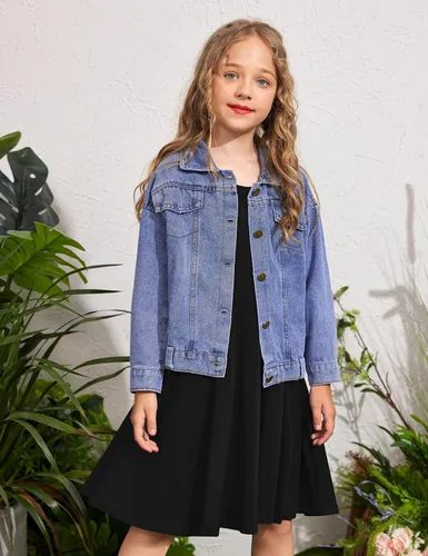Vista 4 de Arshiner Vestido elástico de manga larga para niñas con línea A, vestido elástico casual