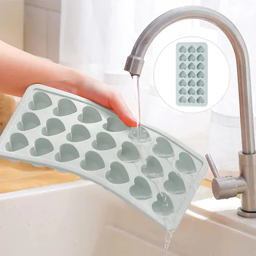 Vista 7 de Bandejas para cubitos de hielo en forma de corazón con tapa, molde de chocolate, bandejas de hielo de fácil liberación, moldes de silicona