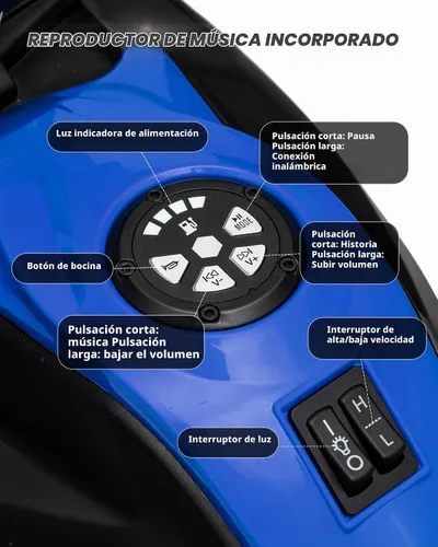 Vista 6 de Motocicleta eléctrica para niños de 24 V con licencia BMW Ride On Azul