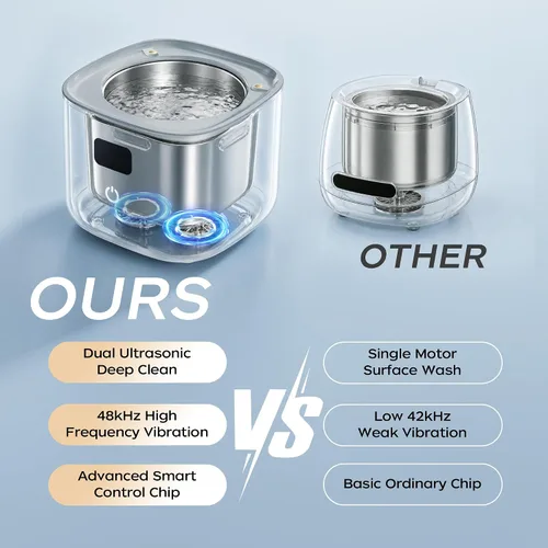 Vista 6 de Ultrasonic Retainer Cleaner Machine, 48kHz Dental Ultrasonic Cleaner Care Gray