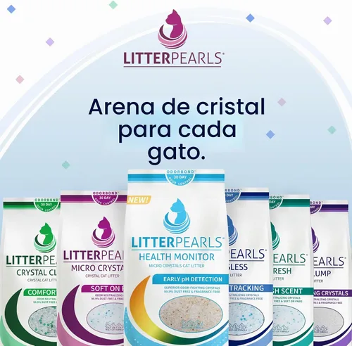 Vista 6 de Litter Pearls - Arena para gatos de cristal transparente sin perfume, sin aglutinante con Odorbond, 7 libras