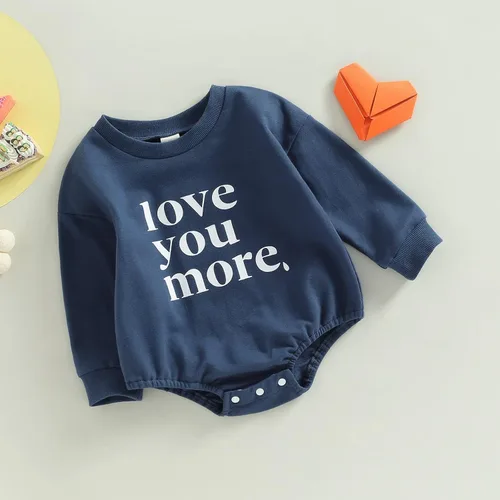 Vista 3 de Enterizo de manga larga con estampado de letras para bebés, niñas y niños