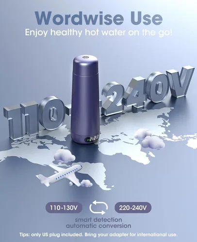 Vista 3 de Hervidor de Viaje, Hervidor Eléctrico Portátil de Voltaje Dual 110V-220V-240V Hervidor de Agua Pequeño Inteligente para Té y Café, Acero Inoxidable