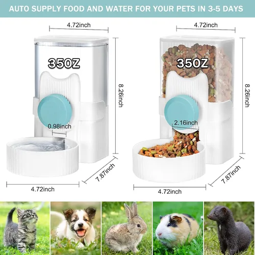 Vista 4 de ShineMe - Comedero automático para gatos y dispensador de agua, 35 onzas, comedero automático por gravedad para colgar alimentos y agua