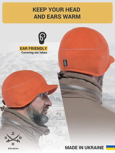 Vista 4 de 2SBR 2SABERS Gorro de invierno de forro polar con visera para hombre y mujer, con orejera, diseño de calavera