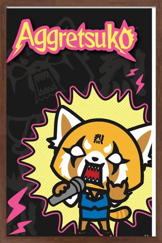 Vista 16 de Trends International Aggretsuko Rock Out - Póster de pared, 22.4 pulgadas de largo x 14.7 pulgadas, versión enmarcada en madera de granero