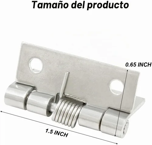 Vista 3 de Hitefu 4 bisagras de resorte, 1.5 pulgadas Bisagra pequeña de apertura automática, bisagras con resorte, acero inoxidable 304, bisagra de cierre