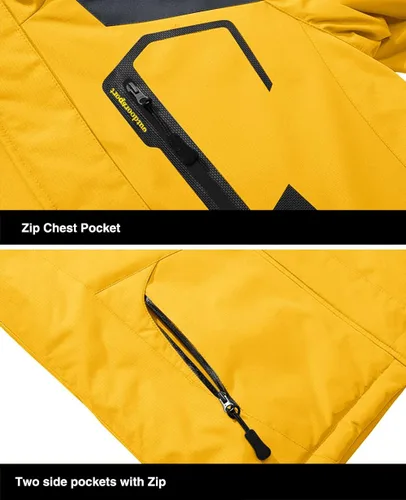 Vista 5 de MAGCOMSEN - Chaqueta de invierno para hombre, impermeable, abrigada, con forro polar y múltiples bolsillos
