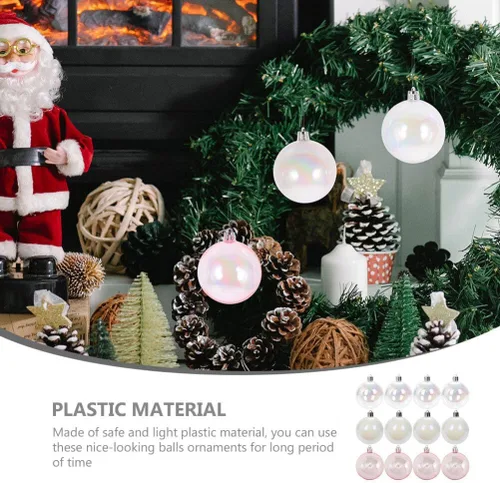 Vista 9 de ABOOFAN Bolas de adornos iridiscentes de Navidad de 3.1 in, 12 piezas de plástico para árbol de Navidad, decoración de esferas pequeñas redondas