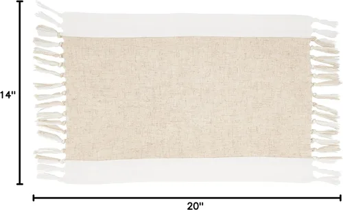 Vista 5 de SARO LIFESTYLE Bridger Collection - Manteles individuales de mesa de dos tonos (juego de 4), 14 x 20 pulgadas, natural
