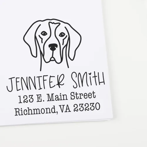 Vista 15 de Sello de dirección personalizado Basset Hound – Sello personalizable con nombre y dirección para sobres, ideal para amantes de los perros